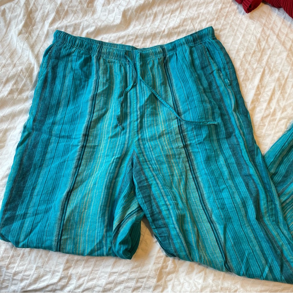 Orvis Blue Striped Linen Pants